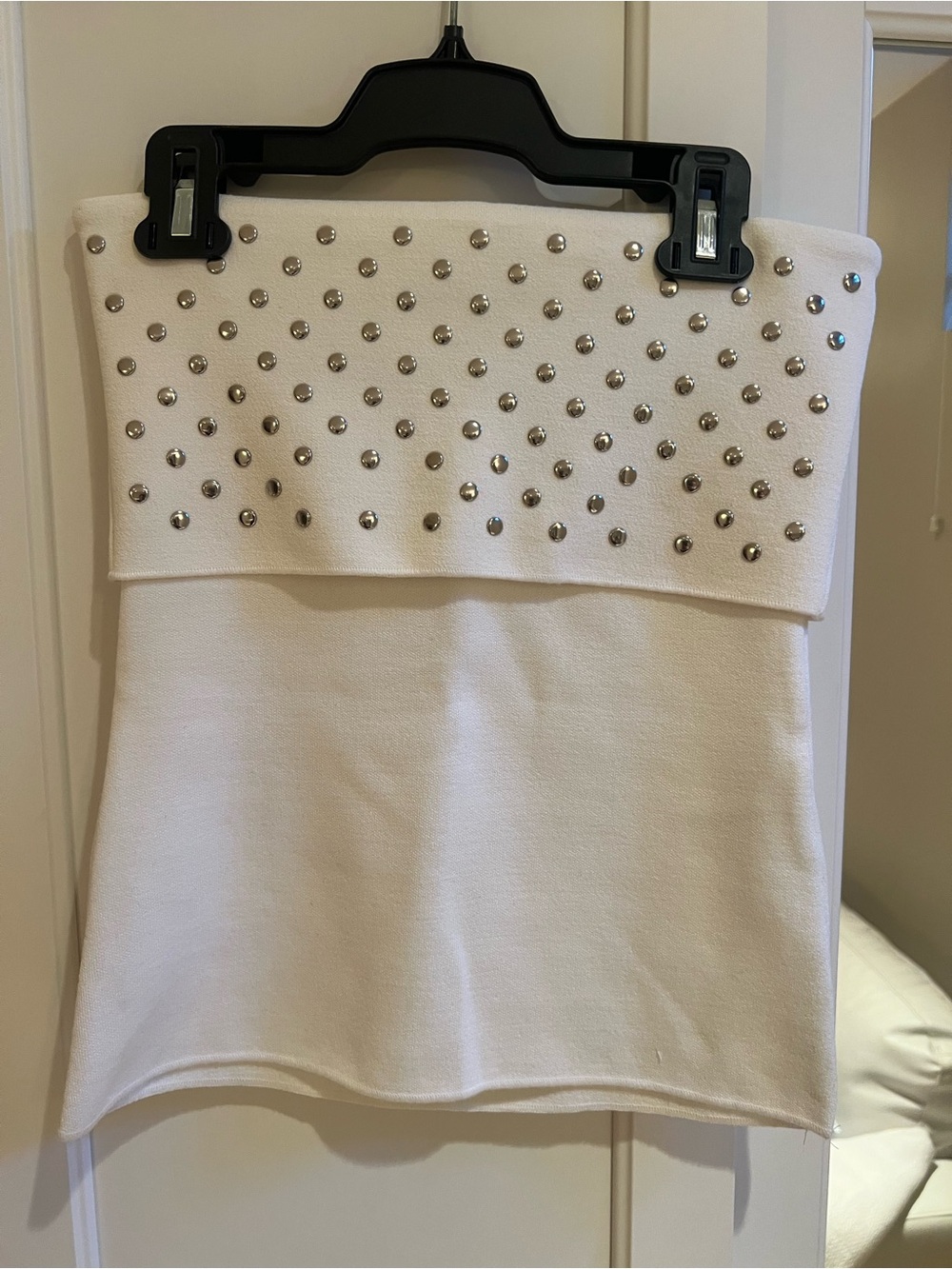 Zara White Stud-Embellished Mini Skirt